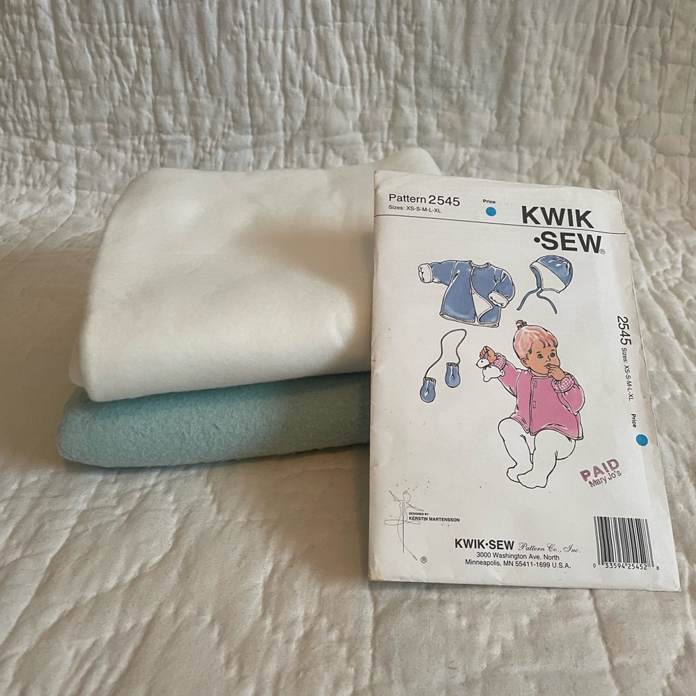 Vintage NWOT baby sewing pattern & fabric
